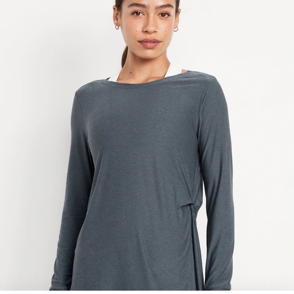 NWT OLD NAVY CloudMotion Side-Tie Tunic COLOR Dusk Navy SIZE LARGE - Picture 2 of 9